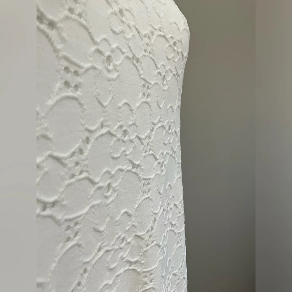 Michael Kors White Eyelet Ruffle Hem Sleeveless Shift Dress Size XS